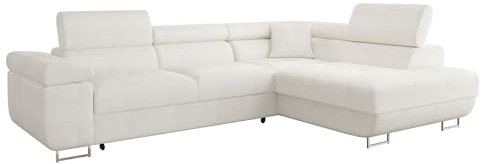 Mirjan24 Ecksofa Torezio mit Bettkasten, Einstellbare Kopfstützen, Sofa mit Schlaffunktion, Eckcouch für Wohnzimmer, Polsterecke, L-Form Couch mit Bettfunktion (Flow 06, Seite: Rechts)