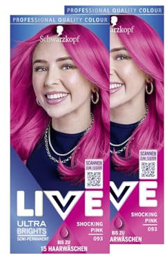 Schwarzkopf LIVE Ultra Brights Semi-Permanente Haarfarbe 093 Shocking Pink (2x 80 ml), Coloration für intensive oder pastellige Farbergebnisse, hält 12–15 Haarwäschen, mit Pflege-Conditioner