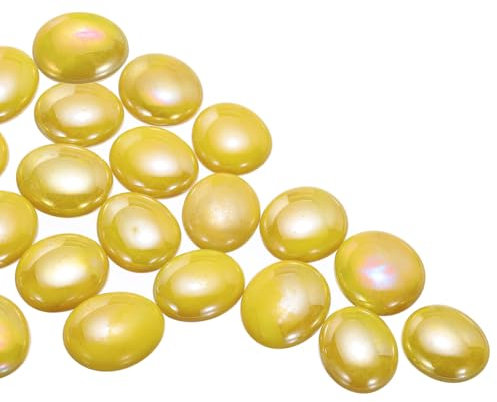sourcing map Glass Beads,Flat Glass Gemstone Bright Yellow 0.22lbs (0.47-0.87) Glass Marbles Pebbles for Vase Fillers Aquarium Decor DIY Craft