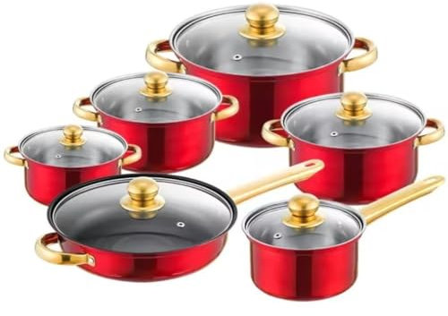 CNBYDK Kitchen Cookware Sets, 6 Piece Cookware Set Frying Pan Milk Pan Soup Pot Saucepan Stainless Steel Kitchen Cooking Pot Set Cooking Set Cooking Pots