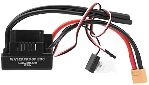 120A ESC Impermeable, Controlador de Velocidad Electrónico sin Escobillas para Coche 1/8 RC, Compatible con Motores sin Sensores (XT60)