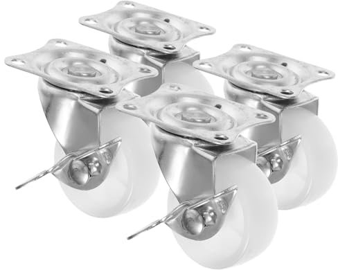 JECOMPRIS 4stücke Möbelrollen Drehbare Räder Mit Bremse Robust Und Langlebig Für Werkbänke Wagen Und Möbelstücke Installieren Flach Mit Kantenstopper