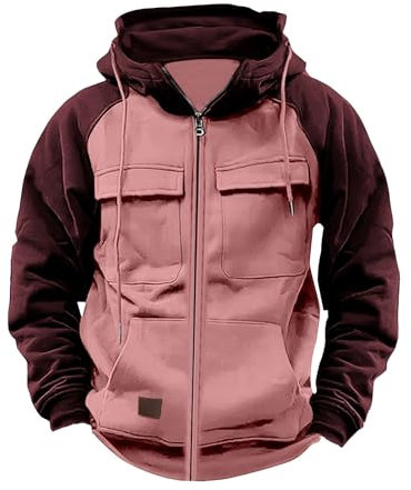 CUTeFiorino Felpa con cappuccio per adolescenti, con cappuccio, con cerniera, con coulisse, casual, vestibilità larga, felpa da uomo, Colore: rosa., XXL