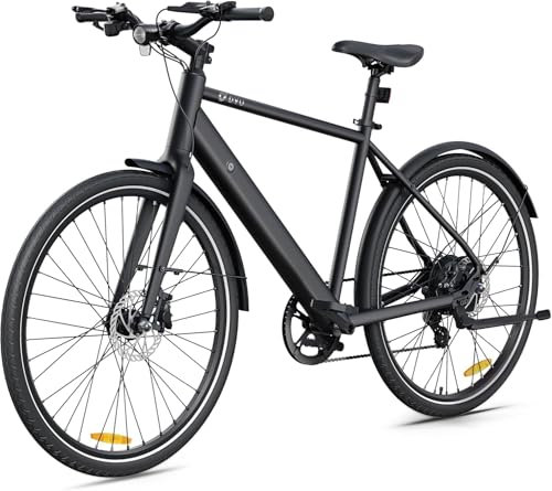 DYU E Bike Vélo électrique pour homme avec batterie 36 V 9 Ah 700 x 38 C CST Tires, 7 vitesses avec écran LED, moteur 250 W et 25 km/h, hauteur d'assise réglable, portée 100 km