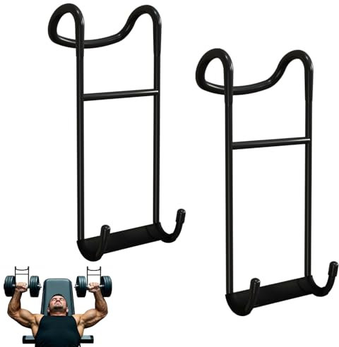 Taluokong Dumbbell Spotter Hooks Pair Heavy Power Dumbbells Rack Attachments Hangers for Hanging Dumbbells to Barbells 250 lbs Load Capacity Dumbbell Hooks for Bench Press Chest Shoulder Workouts