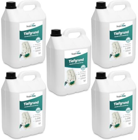 SuperBau Tiefgrund LF 25 L, Grundierung für Wand & Boden, Tiefengrund Innen & Außen, für Rigips Gipskarton Beton Estrich Putz OSB-Platten, Farbe Weiß, Schnelltrockend