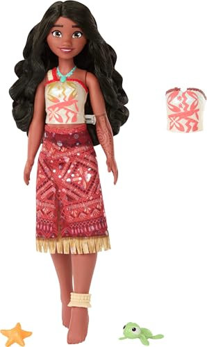 Mattel Disney Moana 2 Toys, Swimming Tautai Moana Fashion Doll with 2 Accessories, Color-Change Bodice & Kicking Legs, Inspired by the Movie, JFF08