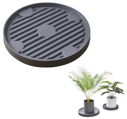 ZHYUAN 22cm Rollender Pflanzenständer,Rund Rollbrett Pflanzen,Untersetzer Mit Rollen Für Pflanzentopf,Kunststoffe Pflanzenroller,Pflanzenständer rund Blumentopf,Pflanzenroller Outdoor(grau)