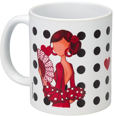 IllustrArte Taza de 350ml – Taza de Cerámica con Diseño de Bailarina de Flamenco – Regalo para Amantes del Baile – Pepa