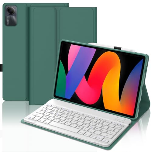 WAVATA Tastatur für Redmi Pad SE 11 Zoll 2023, Dunkelgrün | Hülle Tastatur für Xiaomi Redmi Pad SE 2023 Magnetische Bluetooth Abnehmbare QWERTZ Layout