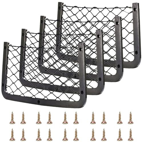 Storage Nets for Campervans, 4Pcs Elastic Mesh Van Storage Nets Pocket Holder, Van Motorhome Caravan Boat Car Storage Solutions Ideas Accessories for Storing Phone/Water Bottle/Toiletry (32 * 21cm)