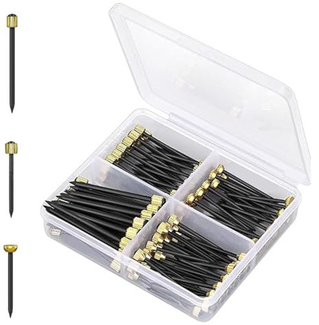 GegXcn 90 PCS Picture Nails, Masonry Nails for Brick Wall, Brass Head Masonry Nails for Hanging Photos, for Wooden Doors, Walls, Panels, Wall Nail with Plastic Storage Box, Picture Hanging Kit