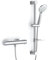FORIOUS Duscharmatur mit Thermostat, Cool-Touch-Design, mit 60 cm Edelstahl-Duschstange & verstellbarem Duschkopfhalter, 3 Strahlarten, 38 °C Sicherheitsverriegelung, Wassersparend, Chrom