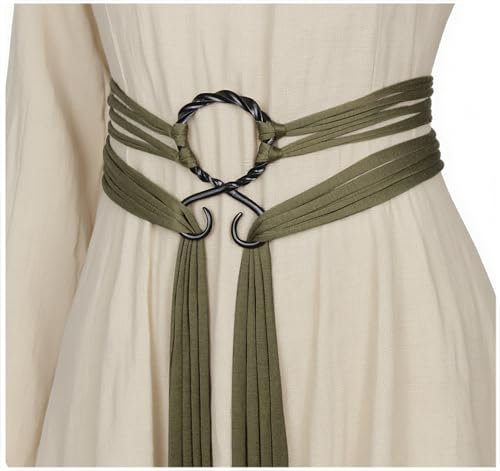 Joukavor Viking Troll Ceinture de sorcière nordique en corde Accessoires médiévaux pour femme, vert, taille unique