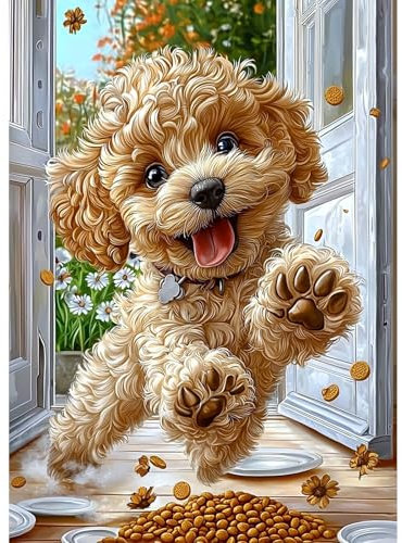 QENSPE Diamond Painting Chien, 5D Peinture Diamant Adulte Art Broderie Diamant Complet Bricolage Diamants Painting Full Drill - LKJ007-30x40cm