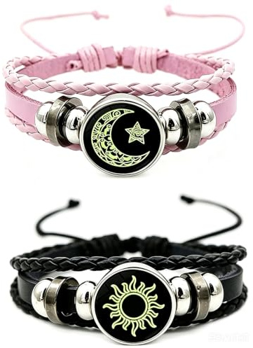 2 Stück Sonne Und Mond Freundschaftsarmbänder, Partner Armbänder Fernbeziehung Armband Pärchen Armband Paar Armbänder Für Freunde Und Paare, Verstellbare Kordelarmbänder, Friendship Bracelet Tägliche