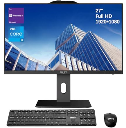 msi PRO AP272P Business All-in-One Desktop, 27 IPS FHD 100Hz Eye-Care Display, Intel Core i5-14400, 32GB DDR5, 1TB SSD, IR FHD Webcam, Wi-Fi 6E, HDMI, DP, Wireless KB & Mouse, Windows 11 Pro