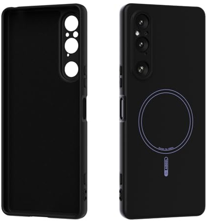 TIANYUE Magnetische Hülle für Sony Xperia 1V, Kompatibel mit Mag-Safe, Integrierter Magnetring, Flüssigsilikon Schlanke Stoßfeste Hülle für Sony Xperia 1V-Schwarz
