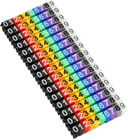 Repere Fil Electrique, Numéro de Fil, Clips de Câble Colorés, Numérique 0-9 Numéros de Fil Autocollants Marqueur de Câble, Jeu de Marqueurs de Câble de Tube pour Marqueurs de Câble (150Pcs 1.5mm²)