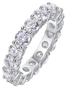 Stfery Damenring Platin 950 Trauringe Echt Gold Schmuck, Eternityring mit Moissanit Gr.65 (20.7)