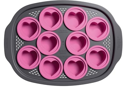 Wundermix - Muffinizer® Backform für MC Trend,Smart,Connect (Herz) | Für Monsieur Cuisine, inklusive 10 Silikoneinsätze, Sternförmchen für Muffins & Mini-Kuchen, Herz Silikonform