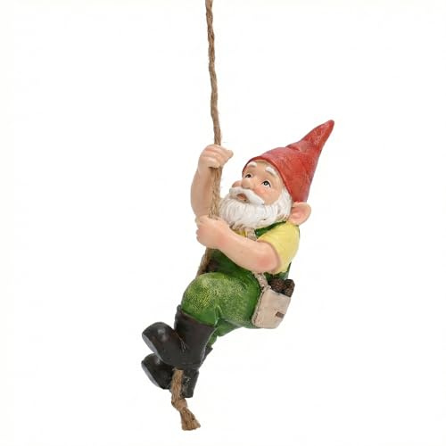 TERESA'S COLLECTIONS Lustiger Kletternder Zwerg Gartenfigur,Gartendeko für Draußen Wetterfest,Gartenwichtel zum hängen Kunstharz, Geschenke für Frauen/Mama/Papa/Opa,15cm(M)