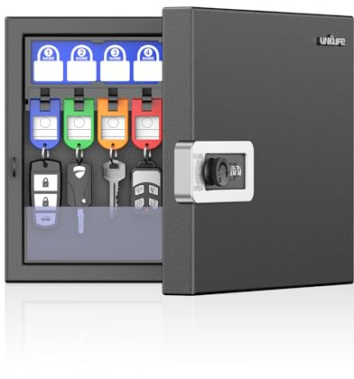 Uniclife 16-Schlüssel Schlüsseltresor, Wandmontage-Schlüsselkasten, Schlüsselschrank, Auto-Schlüssel-Organizer Beschriftbaren Schlüsselablagen Etiketten, Sicherer Schlüsselhalter Aufbewahrungsbox Büro