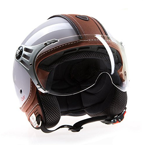 Jethelm Rollerhelm Policehelm CMX Paul Leder weiß braun