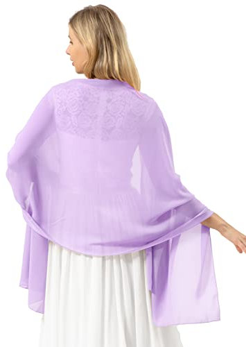 bridesmay Damen Halstuch Sommer Schal Festliche Stola für Abendkleid Hochzeit Chiffon Silk Scarf Lavender M