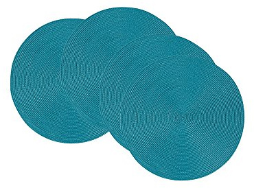 Now Designs Disko Round Placemats (Set of 4), Peacock, 4 Count