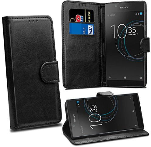 Sony Xperia L1 G3311 G3312 Cases - Black Premium Wallet Leather Flip Case Cover For Sony Xperia L1 [Card Holder] [Magnetic Closure]