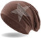 Hatstar Strass Stern Damen Beanie Mütze | elastisches Slouch Long Beanie | Mädchen Mütze | mit edler Strass Applikation | leicht und weich (Jeans braun meliert)