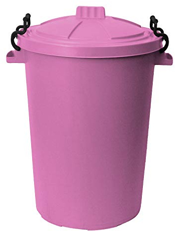 50L 50 Litre Heavy Duty Plastic Clip Lock Lid Bin - Pink, Single Bin - for Indoor or Outdoor Use for Collection of Rubbish, Waste or Storage of Animal Feed.