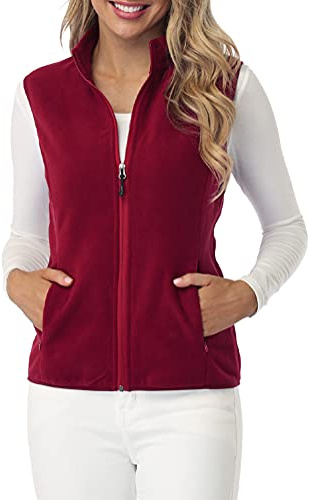 fuinloth Gilet in pile da donna,Termico Senza Maniche Elegante Collare Eretto con Zip e Tasca