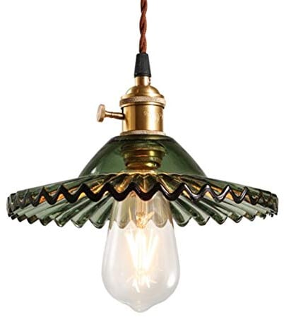 Chrasy E27 Industrielle Vintage Pendelleuchte Retro Glas Hängeleuchte Lampenschirm für E27 Leuchtmittel Industrielle Deckenleuchte Pendelleuchten für Esszimmer, Wohnzimmer, Restaurant(Grün)