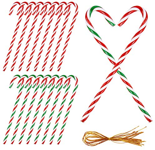 MELLIEX 16 Stück Zuckerstangen zum Hängen, Weihnachten Zuckerstange Ornament PVC Plastik Christbaumschmuck Anhänger Weihnachtskranz Dekoration