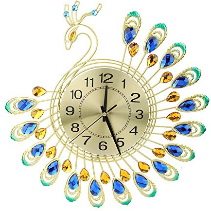 Jenngaoo Home Decor 3D Pfau Wanduhr Wohnzimmeruhr Stille Stilvolle Wanduhr für Wohnzimmer Schlafzimmer küche Wandkunst Dekoration