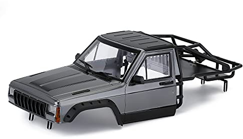 INJORA RC Karosserie Cherokee Car Body Shell RC Vorne Cab mit Überrollkäfig für 1:10 RC Crawler TRX4 Axial SCX10 90046 (Grau)