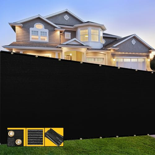 SHADESPEARE Sichtschutzzaun mit Bindungen und Ösen, strapazierfähig, für Gärten, Hinterhof, Terrasse, Tennisplatz, Pool, Bauprojekt, Outdoor-Events, 1,2 x 15,2 m, Schwarz