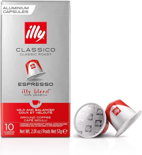 illy Coffee Nespresso Compatible Capsules, Classico, Aluminium Coffee Capsules, Pack of 10