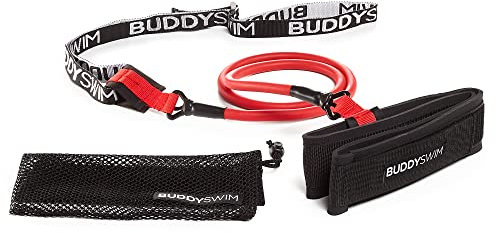 BUDDYSWIM Cinturón Natación Estática 1,2m. Elastico Natacion Estatica. Cuerda Elástica Ajustable Entrenamiento Resistencia Banda Elástica Adaptable a Aficionados y Profesionales. Natacion Accesorios.