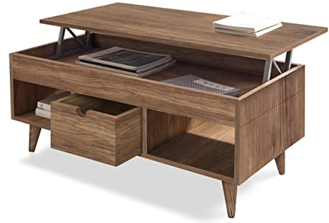 HOGAR24 ES - Atelier-Mesa Centro Elevable Madera Maciza Natural, Color Encerado. Medidas 100cm x 50cm x 47cm.