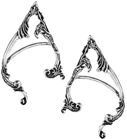 Beaupretty Schwarze Ohrmanschette 2 2 Stücke Elf Ohr Manschetten Clip- on Ohrring Perle Flügel Quaste Filigrane Elven Ohrringe Fee Weihnachten Halloween Kostüm Hochzeit Cosplay Drachen Ohr Wrap Silber