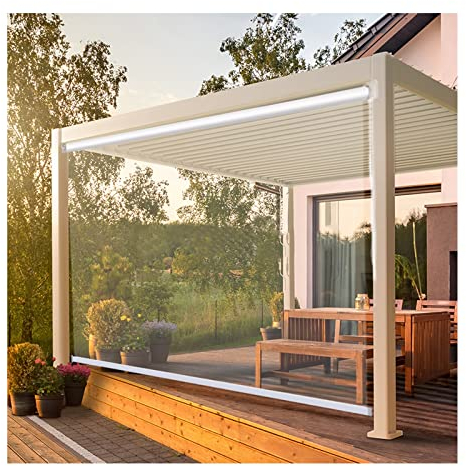 SHUDONGDEN Transparentes Wasserdichtes Rollo,Transparent Wasserdichtes Roll-Up-Rollo,Outdoor-Balkon-Terrassen-Tür Durchsichtige Rollos, PVC-Kunststoff-Regenschutz-Fenster-Rollos,160x200cm/62.9x78.7in