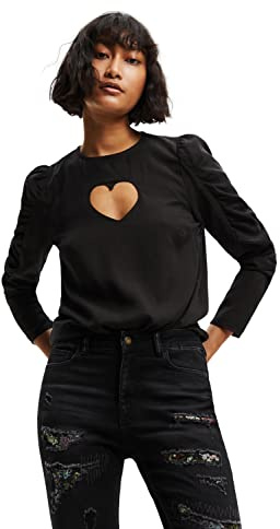 DESIGUAL CAMICIA MANICHE LUNGHE DONNA NERO