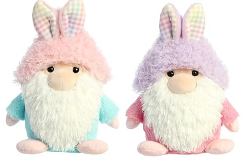 Aurora World 10 Pastel Plush Bunny Gnome 2 Piece Bundle, Bitsy Rainbowgem and Ziggy Blossomtoes