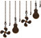 Set di 4 catenine per ventilatore a soffitto, con lampadina e ventaglio, per estensione a catena, 40 cm (bronzo rosso)