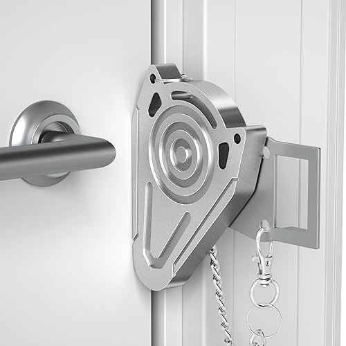 Metal Portable Door Lock for Travel Hotel Room Safety - Hotel Door Locks for Travelers Security, Extra Door Lock from Inside, Apartment Room Security Latches & Bolts Travel Essentials,Gray