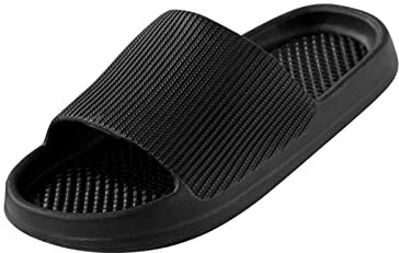 Unisex Badeschuhe Damen Slides Sandalen Hausschuhe Herren Sommer Garten Badelatschen Rutschfest Plattform Badeschlappen Slippers Sommer Slide Indoor/Outdoor Cozy Slides Schlappen (B-Black, 39 EU)
