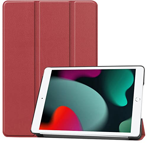 BASEY Hülle für iPad 8 10.2 (2020) Schutzhülle Hülle - iPad 8 10.2 (2020) Hartschalen-Hülle iPad 8 10.2 (2020) Tablethülle Schutz - DonkelRot